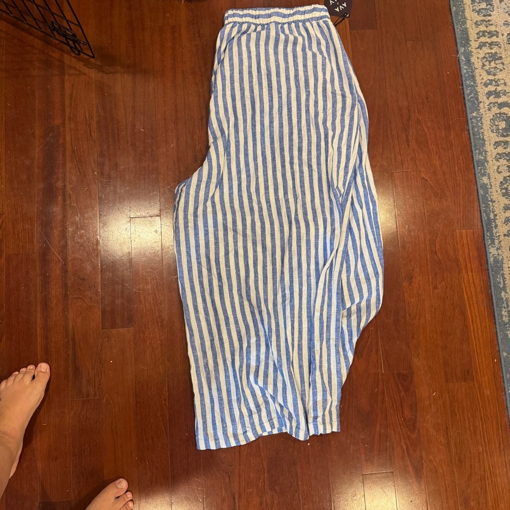 Ava & Viv Blue and White Striped Pants